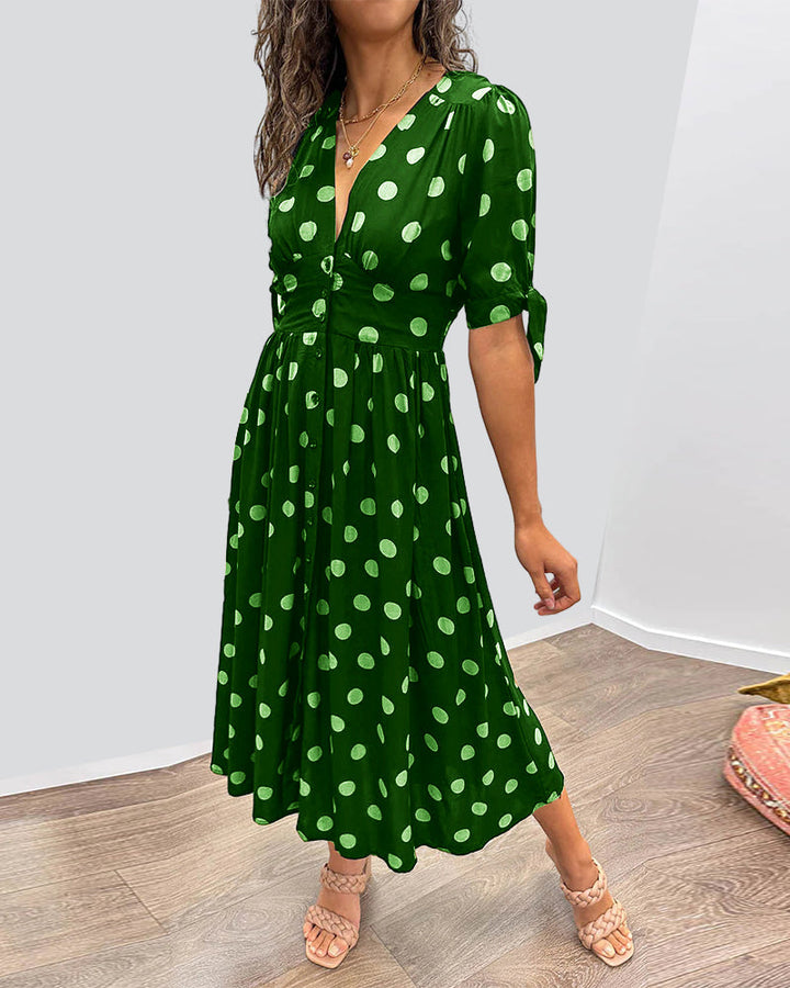 Selena | Kleid mit V-Ausschnitt und Polka Dots