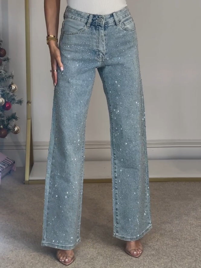 Zoë-  Diamanté Gerade Jeans