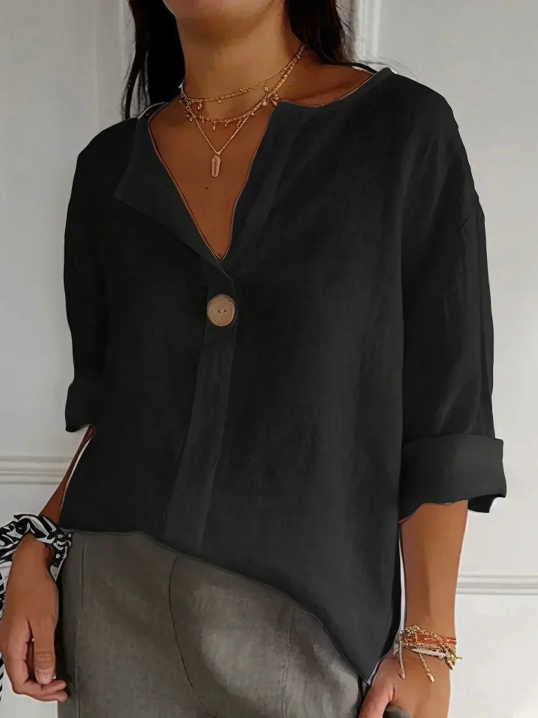 Freja | Lässige Bluse mit V-Ausschnitt für einen entspannten Look