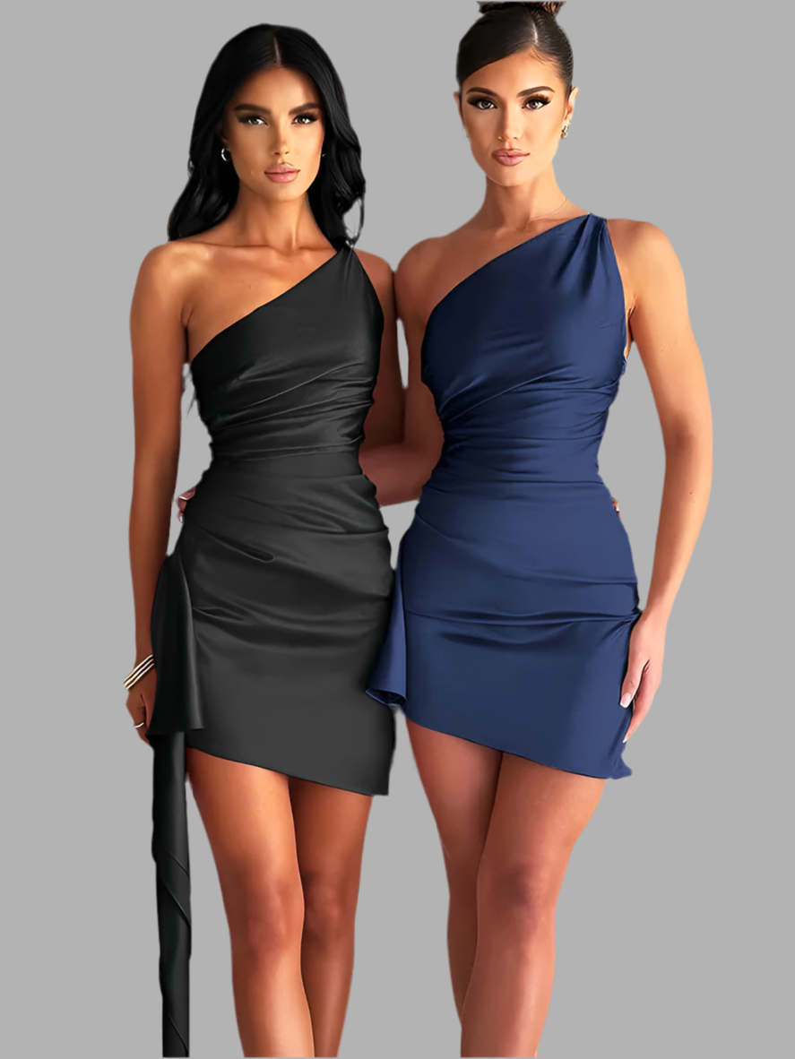 Lisa- Schräg Schulter ärmelloses Kleid