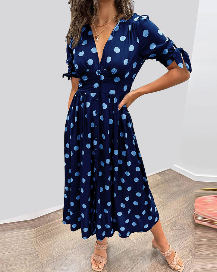 Selena | Kleid mit V-Ausschnitt und Polka Dots