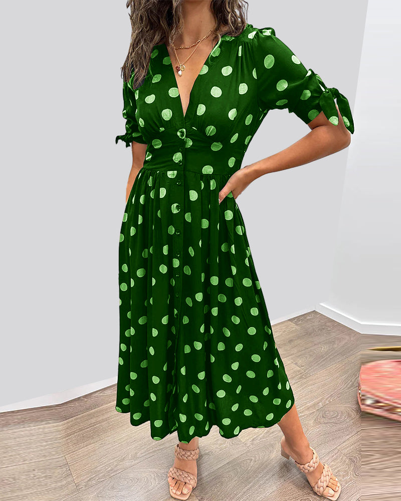 Selena | Kleid mit V-Ausschnitt und Polka Dots