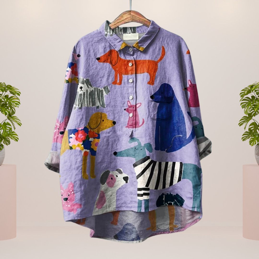 Freya | Trendy Modisches Print Kunst Shirt