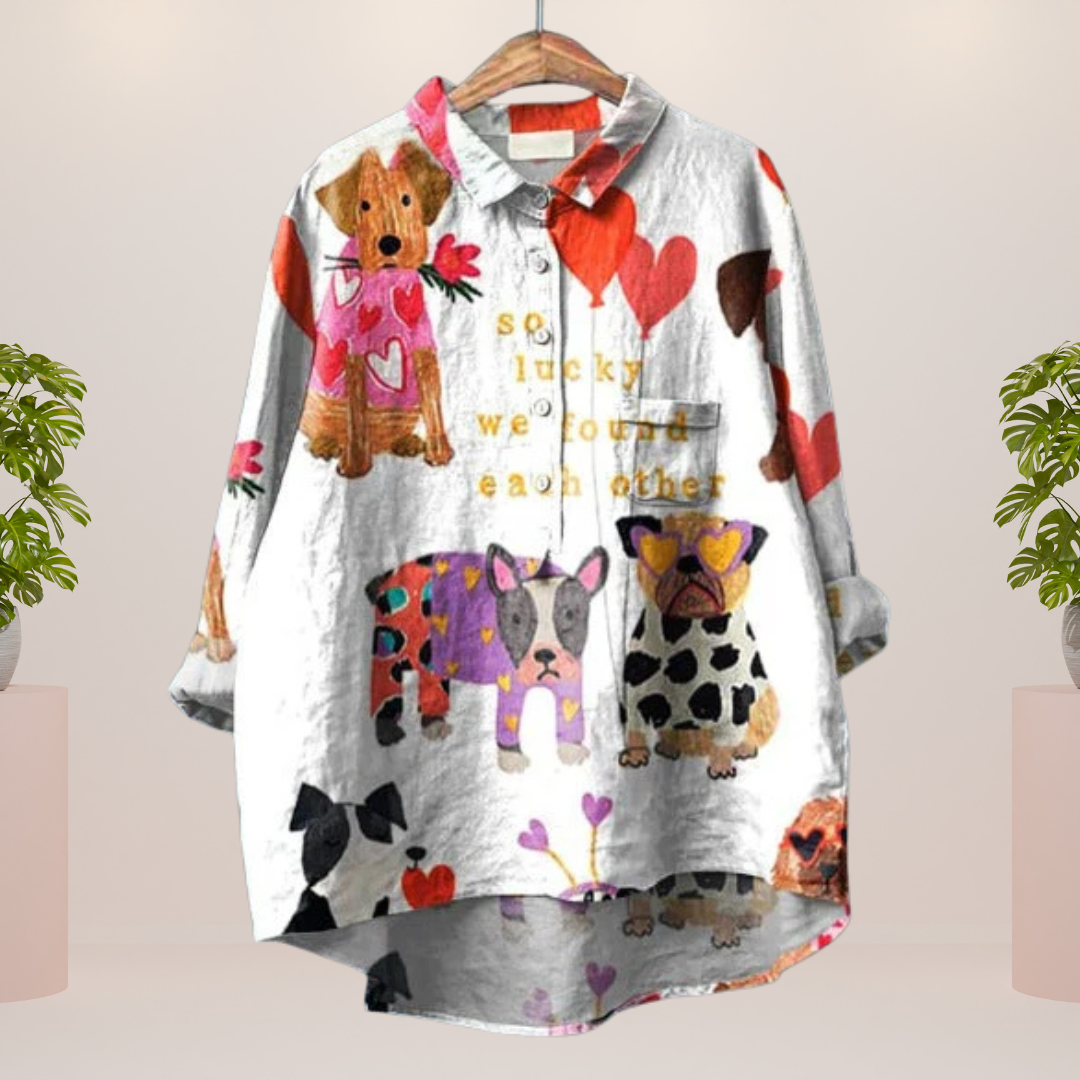 Freya | Trendy Modisches Print Kunst Shirt