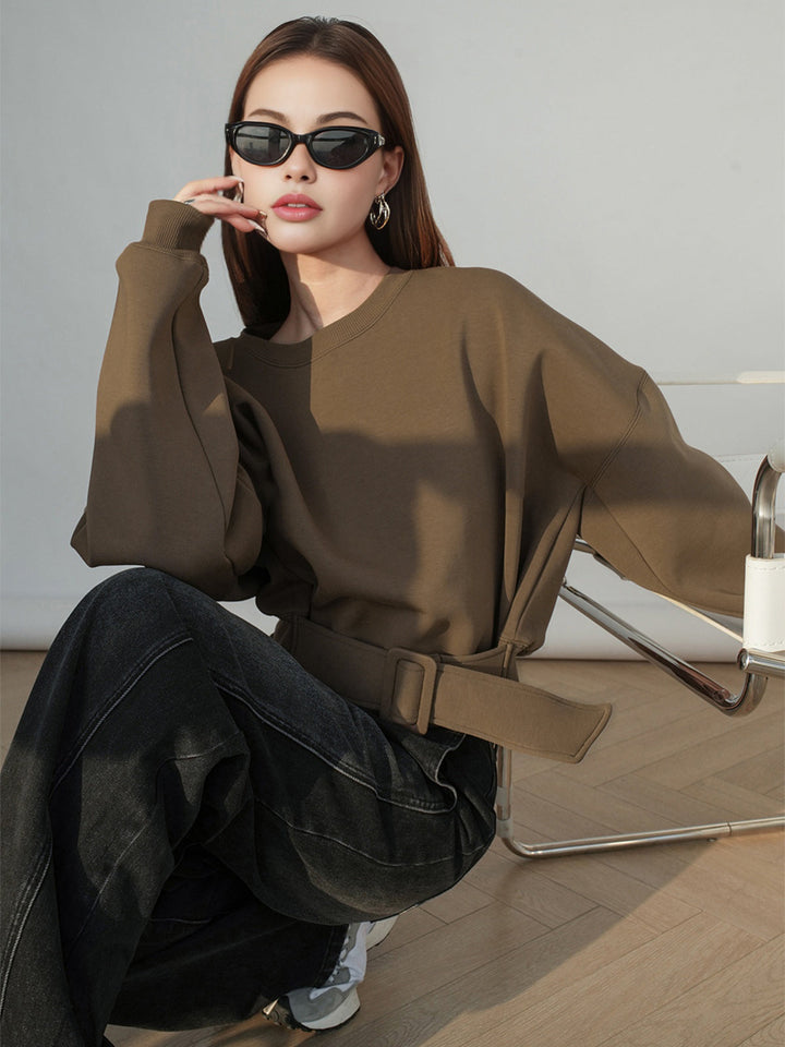 Gürtel-Sweatshirt mit Kurzarm