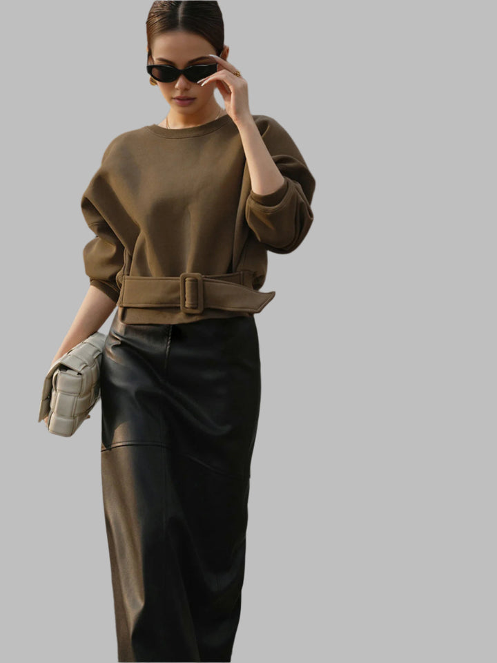 Gürtel-Sweatshirt mit Kurzarm