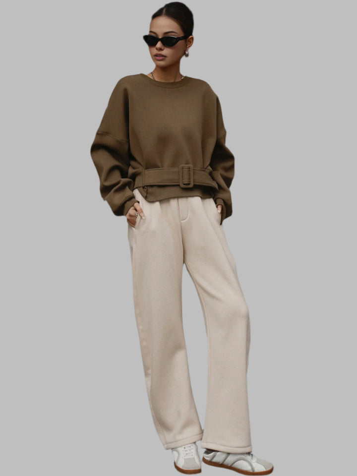 Gürtel-Sweatshirt mit Kurzarm