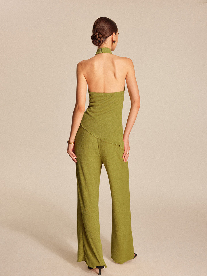 Halter-Neck Rückenfreies Hosen-Set