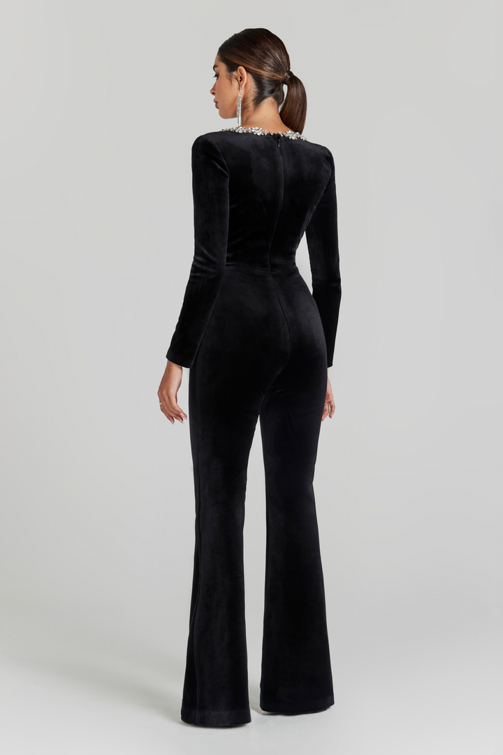 Kendall- Schwarzer  Velvet Jumpsuit