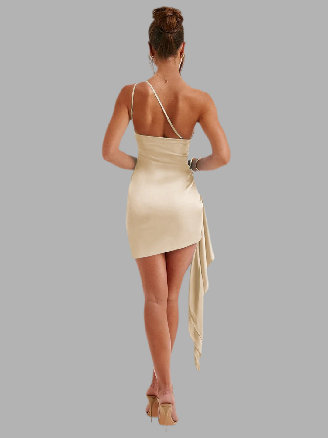 Lisa- Schräg Schulter ärmelloses Kleid