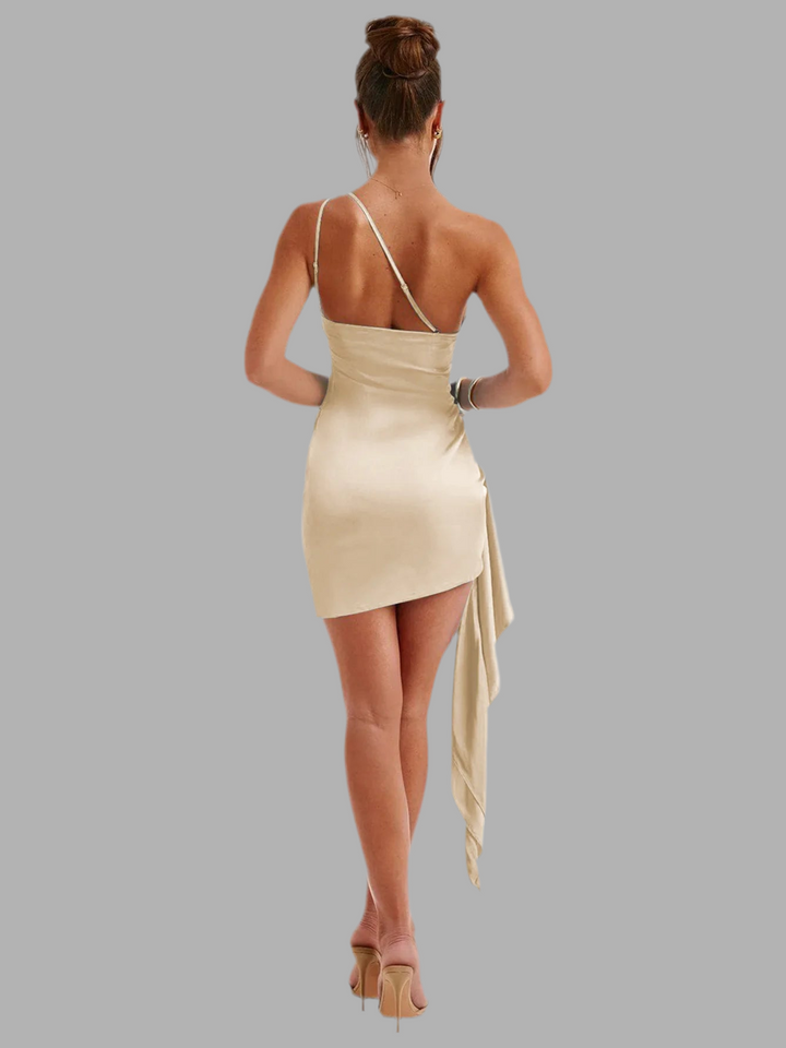 Lisa- Schräg Schulter ärmelloses Kleid