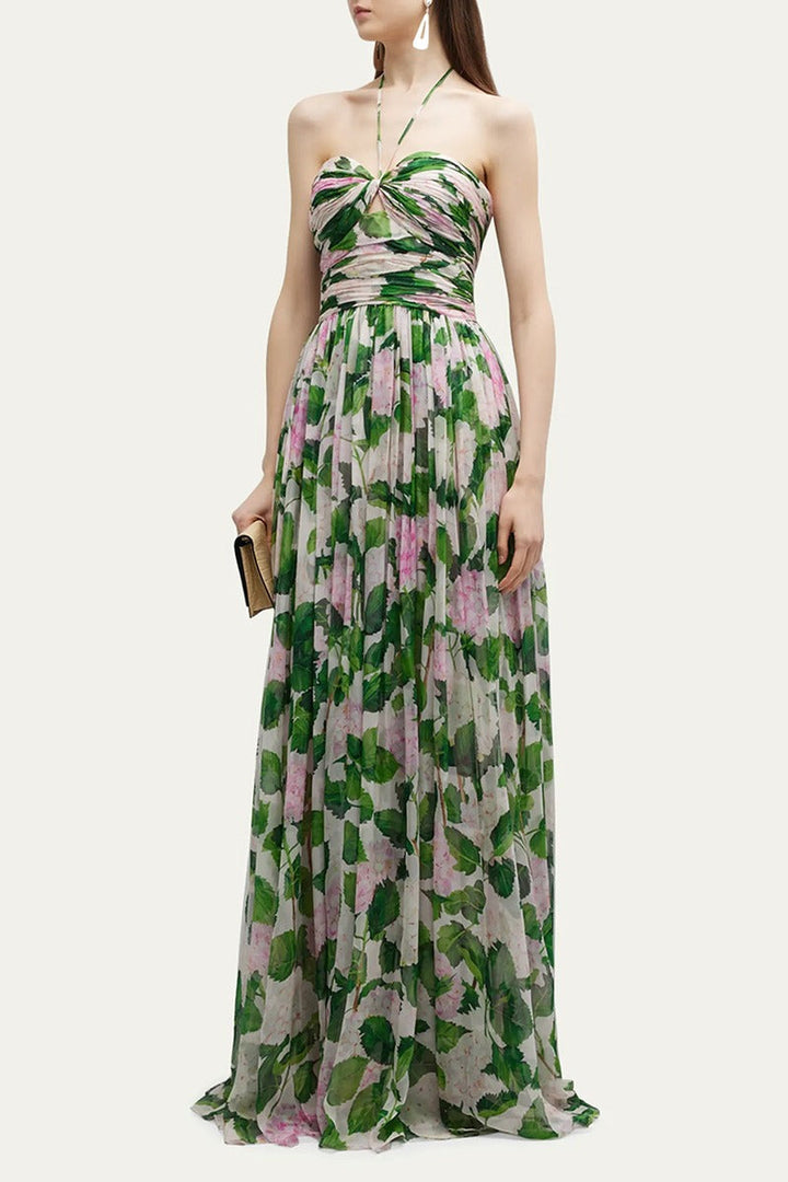 Madelaine Neckholder-Maxikleid mit Blumenmuster