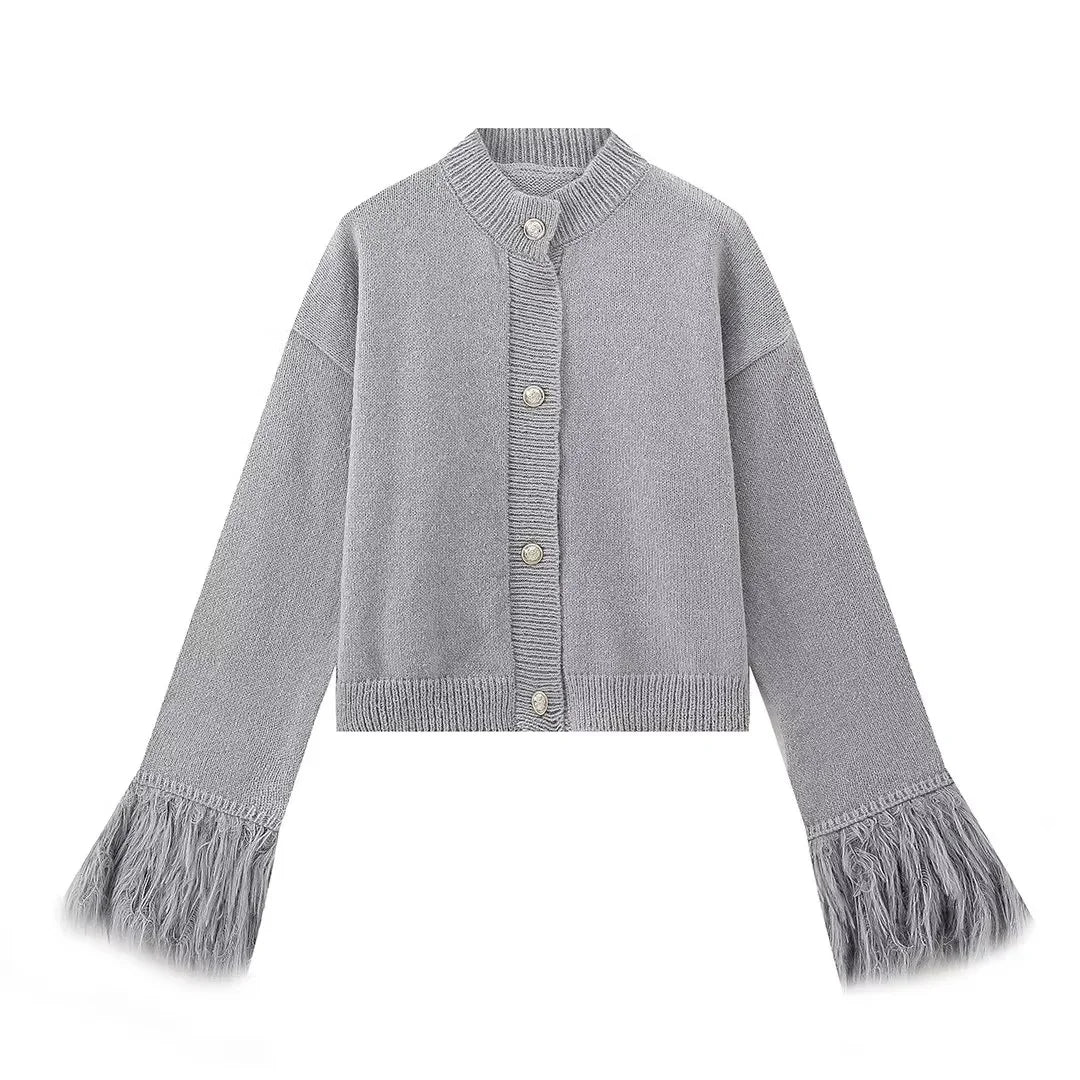 Raya- Samtjacke mit Federmanschetten