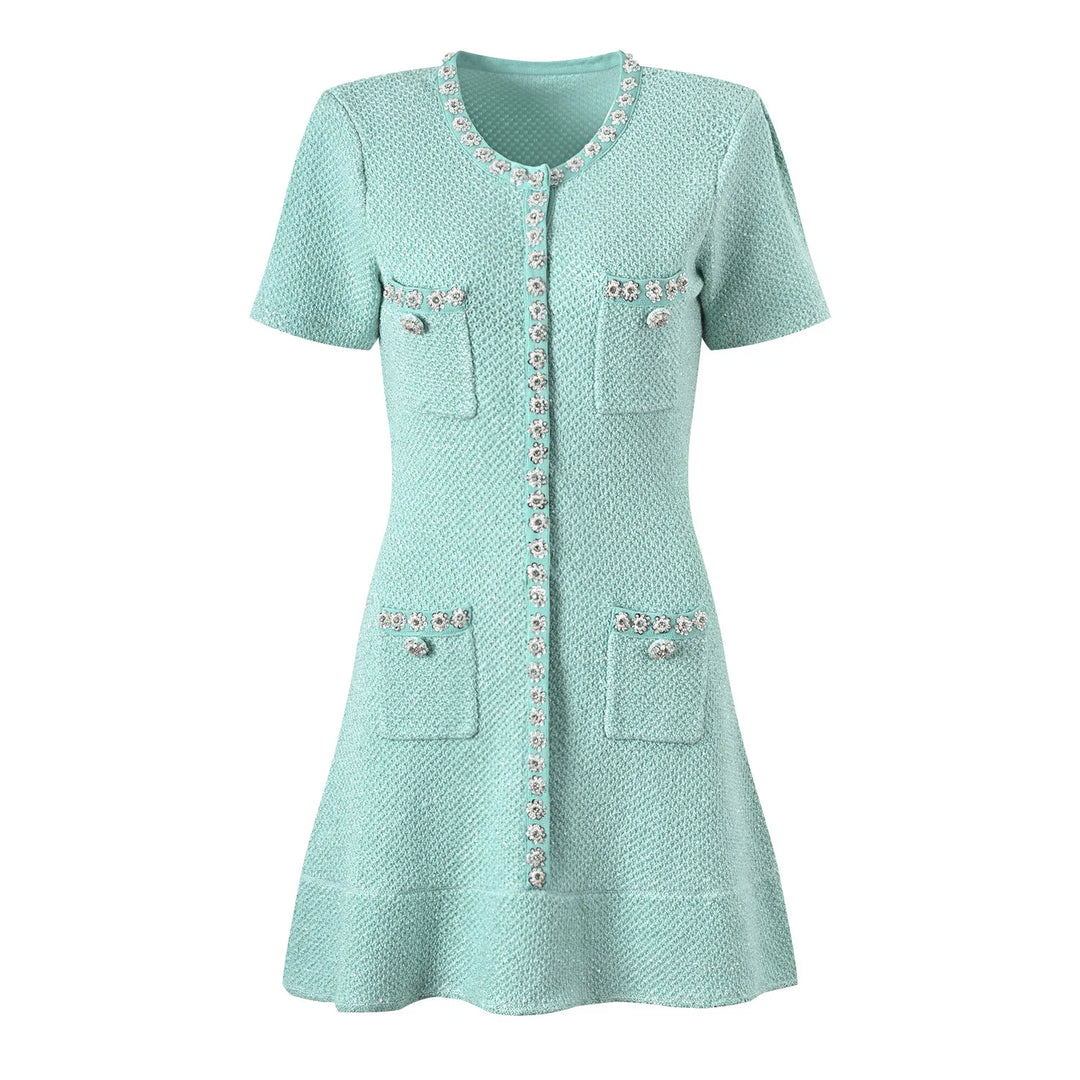 Victoria- Luxe Diamanten Pailletten Strickkleid