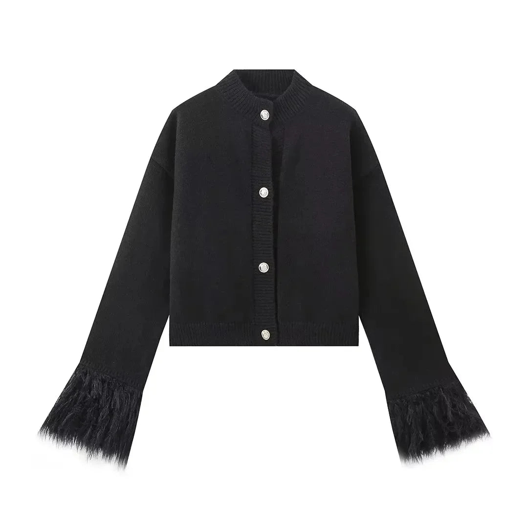 Raya- Samtjacke mit Federmanschetten
