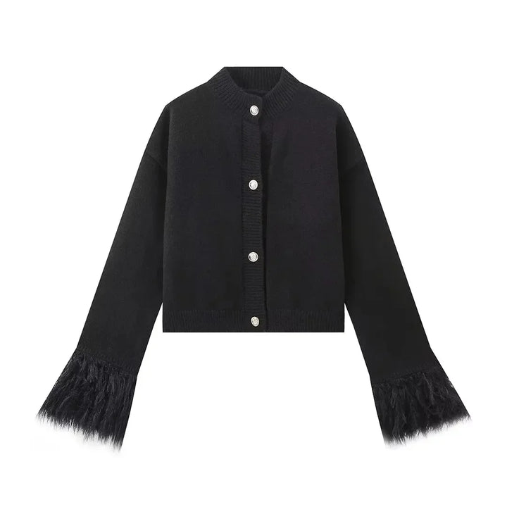 Raya- Samtjacke mit Federmanschetten