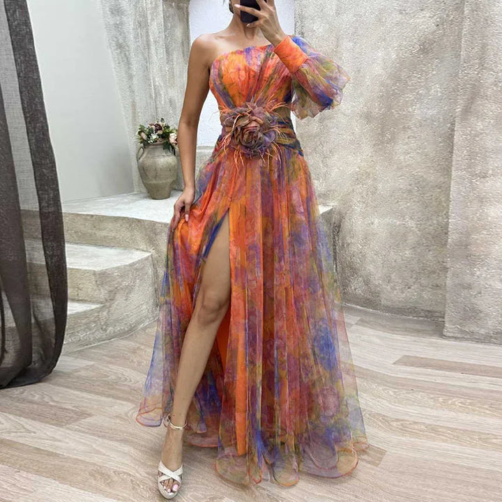 Philena | Langes, farbenfrohes Kleid für einen auffälligen Look