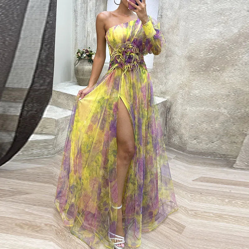 Philena | Langes, farbenfrohes Kleid für einen auffälligen Look