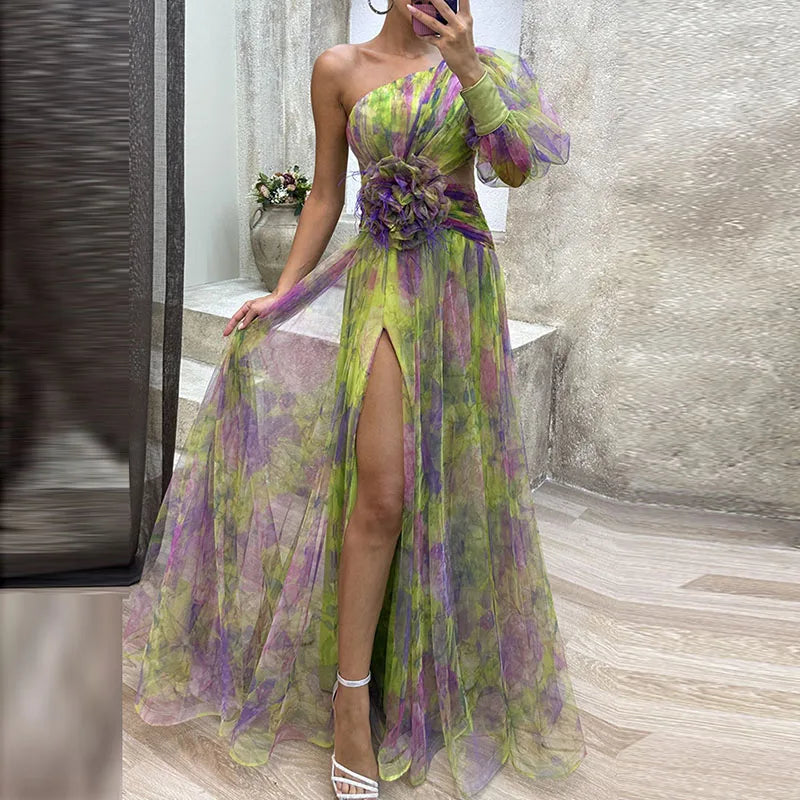 Philena | Langes, farbenfrohes Kleid für einen auffälligen Look