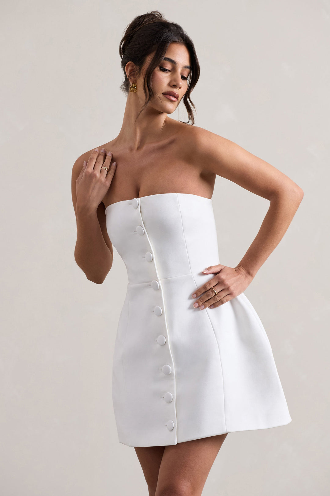 Anniston | Weißes Bandeau Maßgeschneidertes Mini Kleid