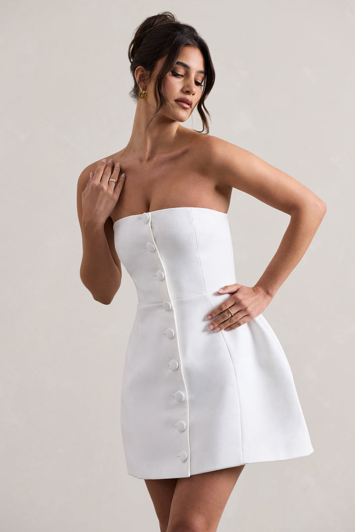 Anniston | Weißes Bandeau Maßgeschneidertes Mini Kleid