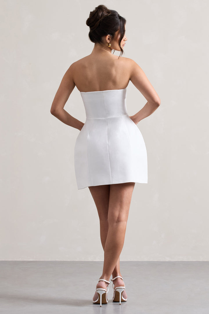 Anniston | Weißes Bandeau Maßgeschneidertes Mini Kleid