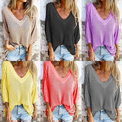 Shilana - Gestricktes Top Mit Hohlem V-Ausschnitt