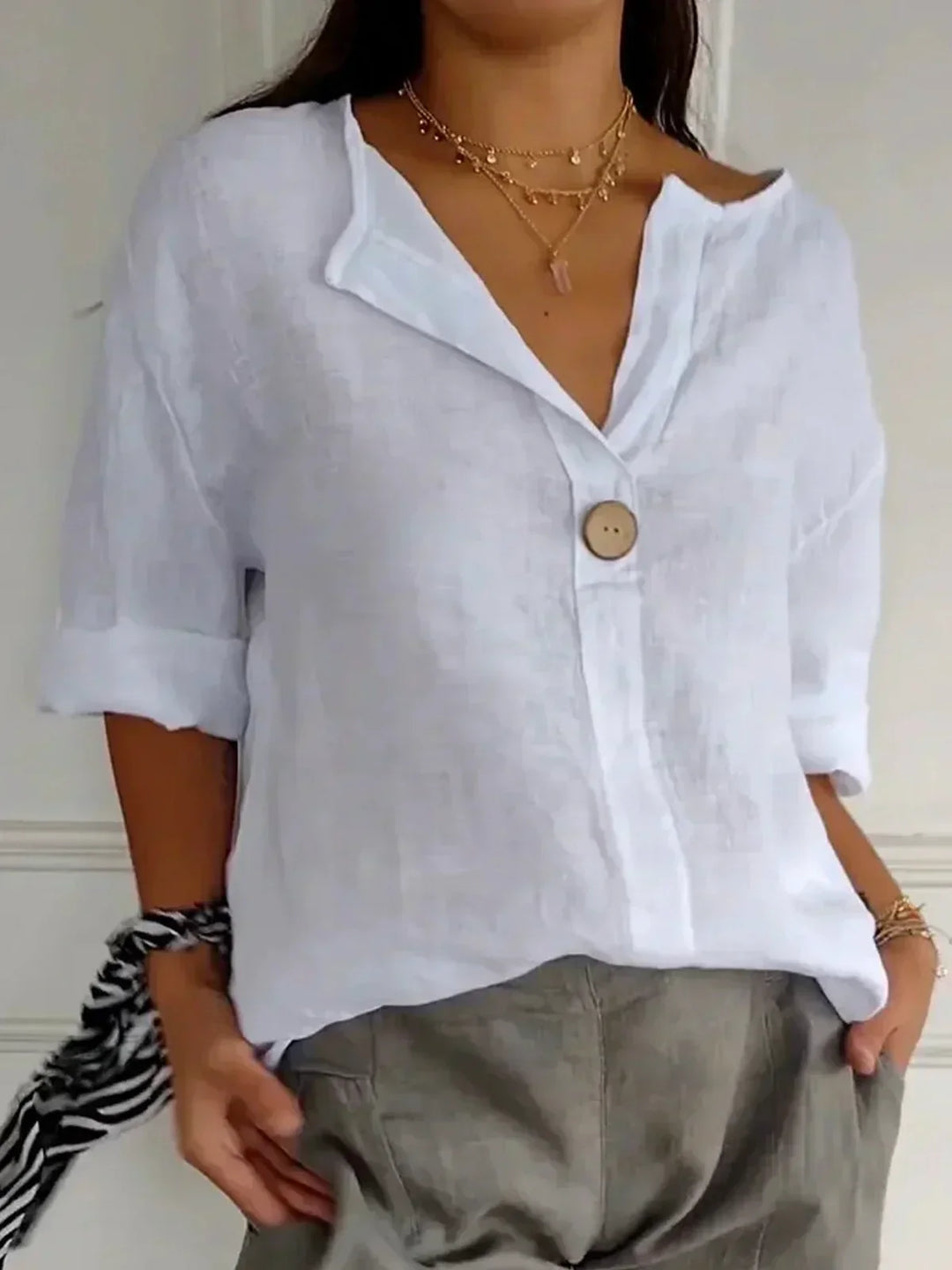 Freja | Lässige Bluse mit V-Ausschnitt für einen entspannten Look