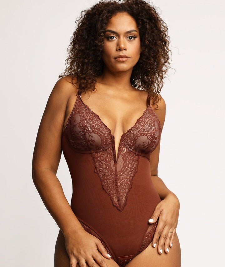 Solanna | Spitze Bodysuit mit tiefem V-Ausschnitt