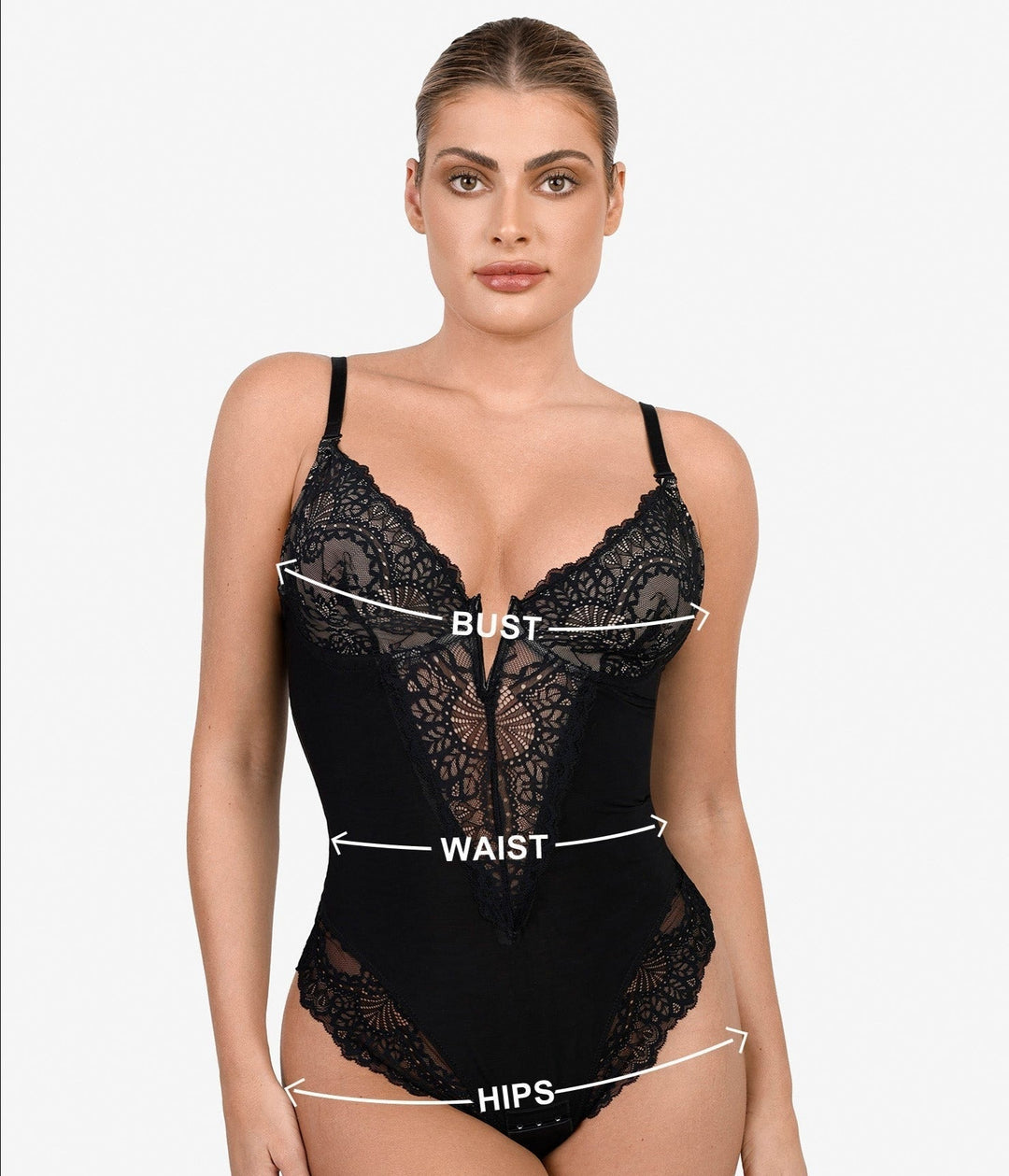 Solanna | Spitze Bodysuit mit tiefem V-Ausschnitt