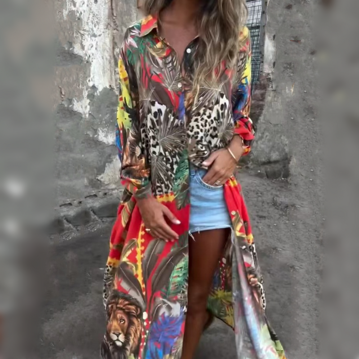 Roelie - Bedrucktes Kleid Mit Langen Ärmeln